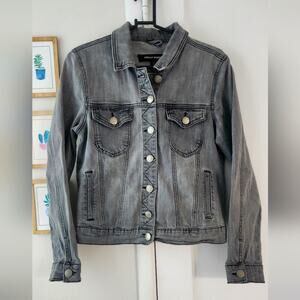 ASHLEY MASON | GREY CHARCOAL DENIM MOTO JACKET small